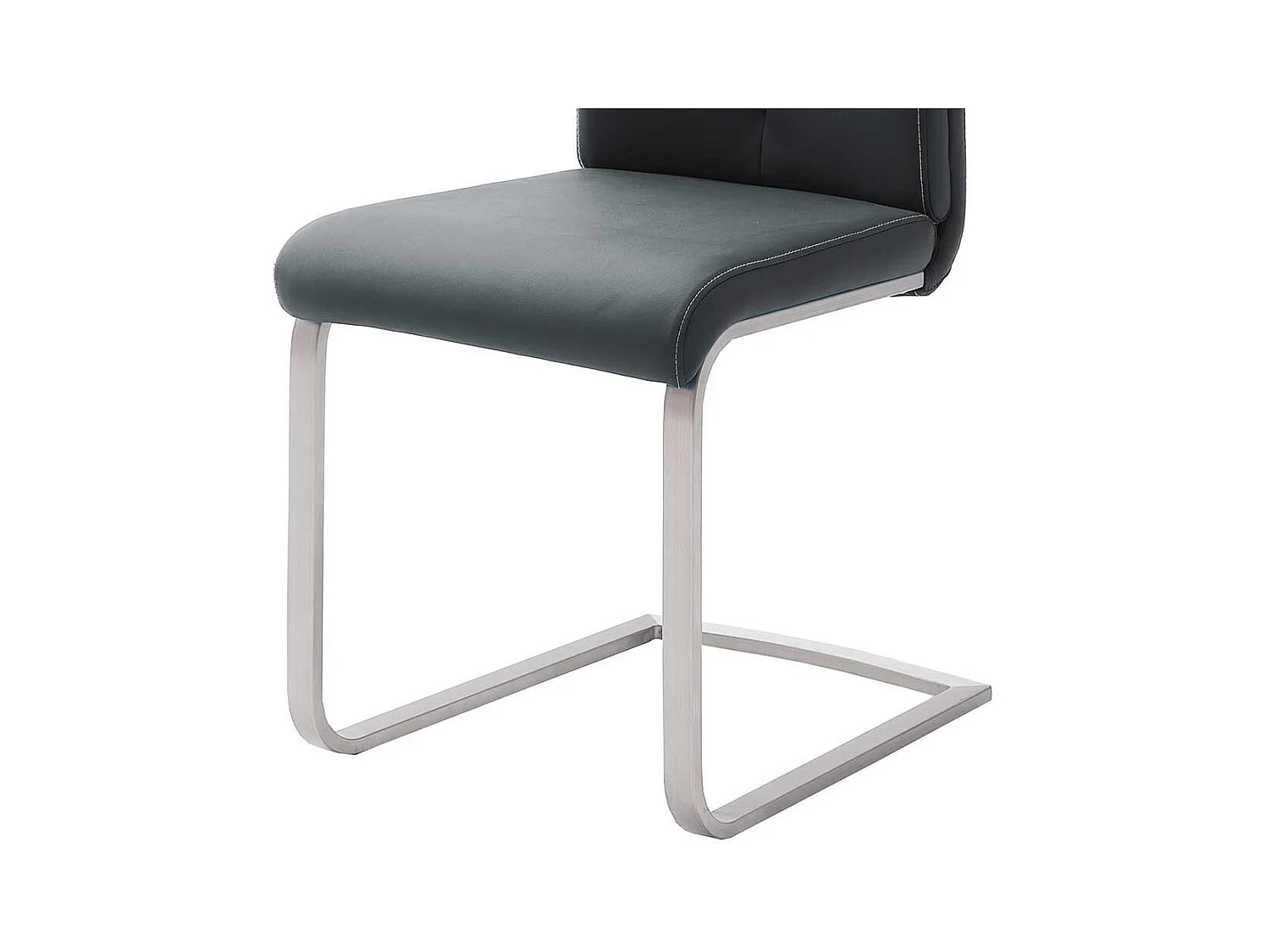 Freischwinger Set in Schwarz Kunstleder Edelstahl (4er Set)