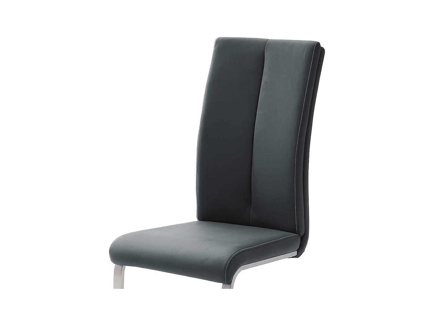 Freischwinger Set in Schwarz Kunstleder Edelstahl (4er Set)