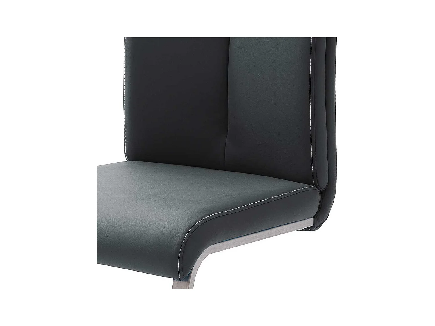 Freischwinger Set in Schwarz Kunstleder Edelstahl (4er Set)