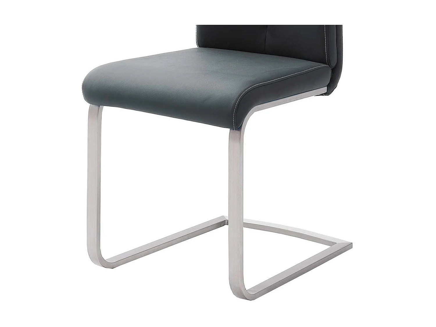 Freischwinger Set in Schwarz Kunstleder Edelstahl (4er Set)