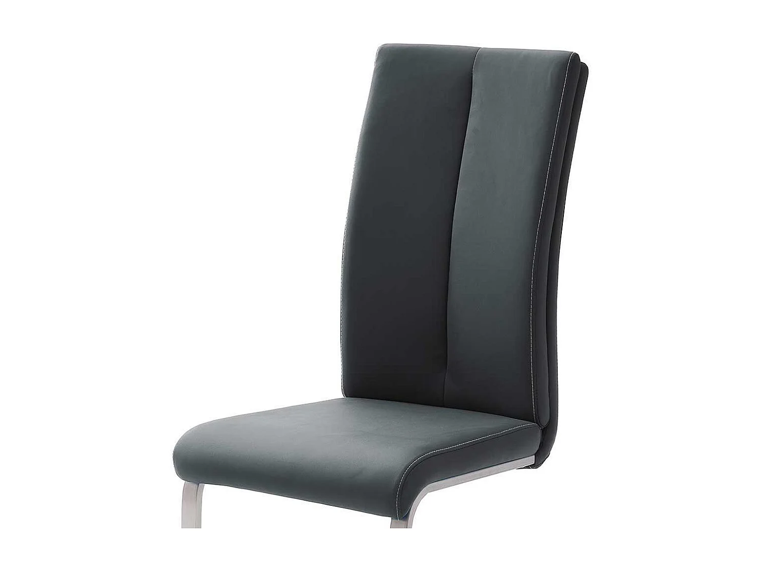 Freischwinger Set in Schwarz Kunstleder Edelstahl (4er Set)