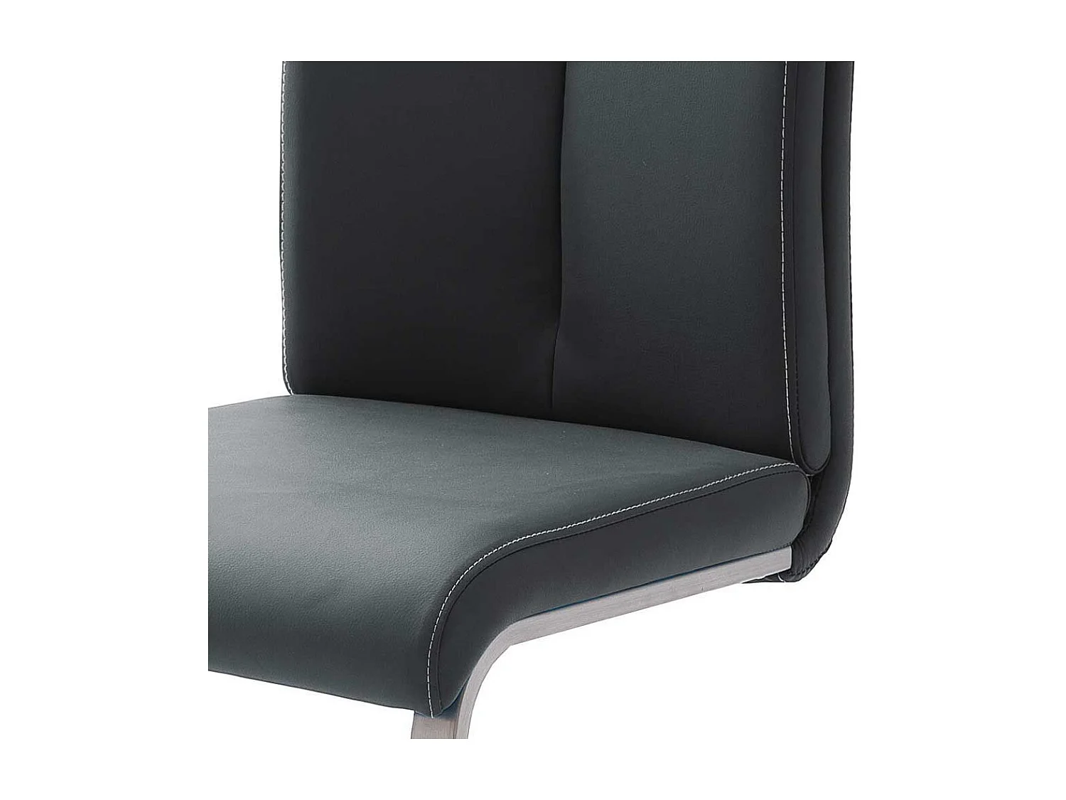 Freischwinger Set in Schwarz Kunstleder Edelstahl (4er Set)