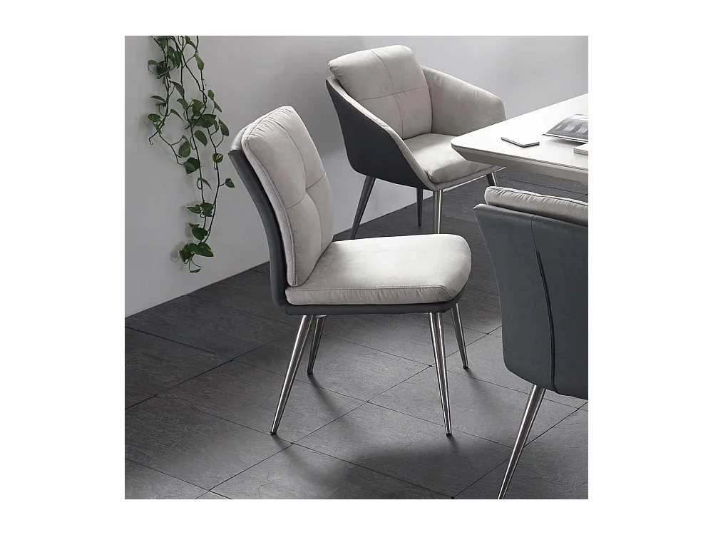 Esstischstühle in Hellgrau Microfaser (2er Set)