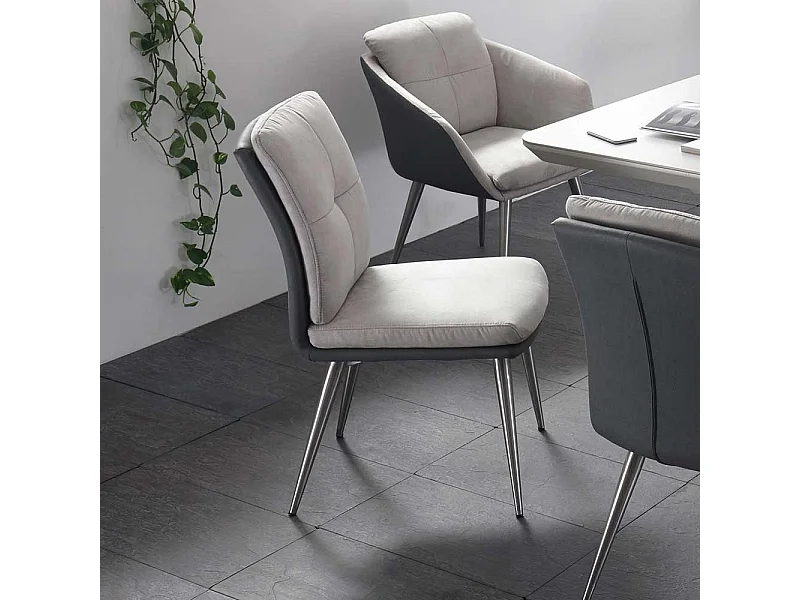 Esstischstühle in Hellgrau Microfaser (2er Set)