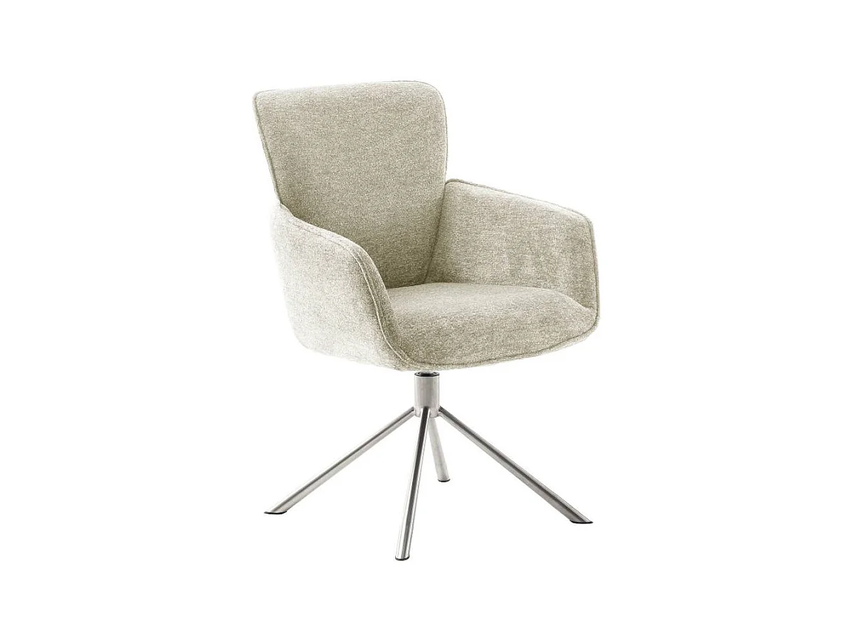 Esszimmerstuhl Wohnzimmerstuhl um 360 Grad drehbar in Cremeweiß (2er Set)