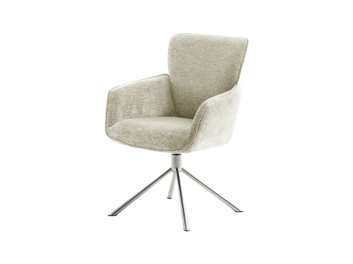 Esszimmerstuhl Wohnzimmerstuhl um 360 Grad drehbar in Cremeweiß (2er Set)