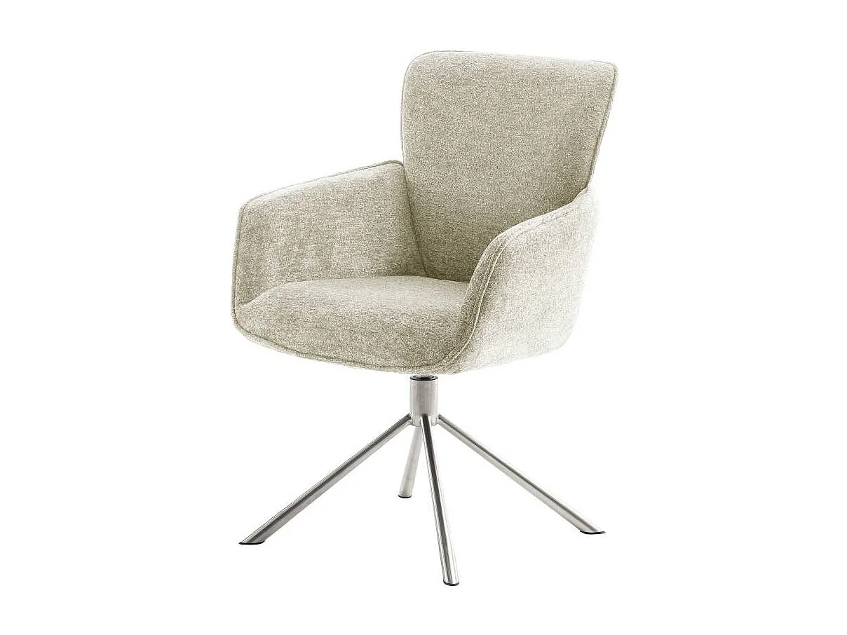 Esszimmerstuhl Wohnzimmerstuhl um 360 Grad drehbar in Cremeweiß (2er Set)