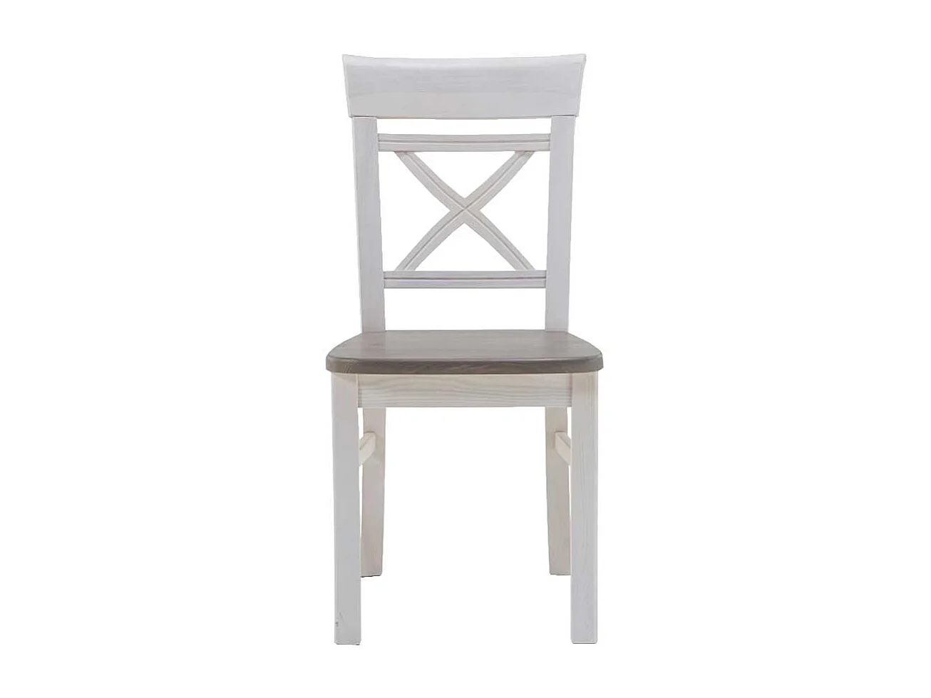 Massivholzstuhl im Landhausstil Weiß-Grau (2er Set)