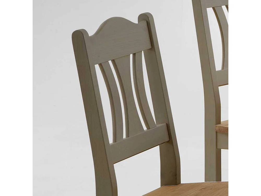 Holzstuhl in Grau Kiefer massiv Landhaus (2er Set)