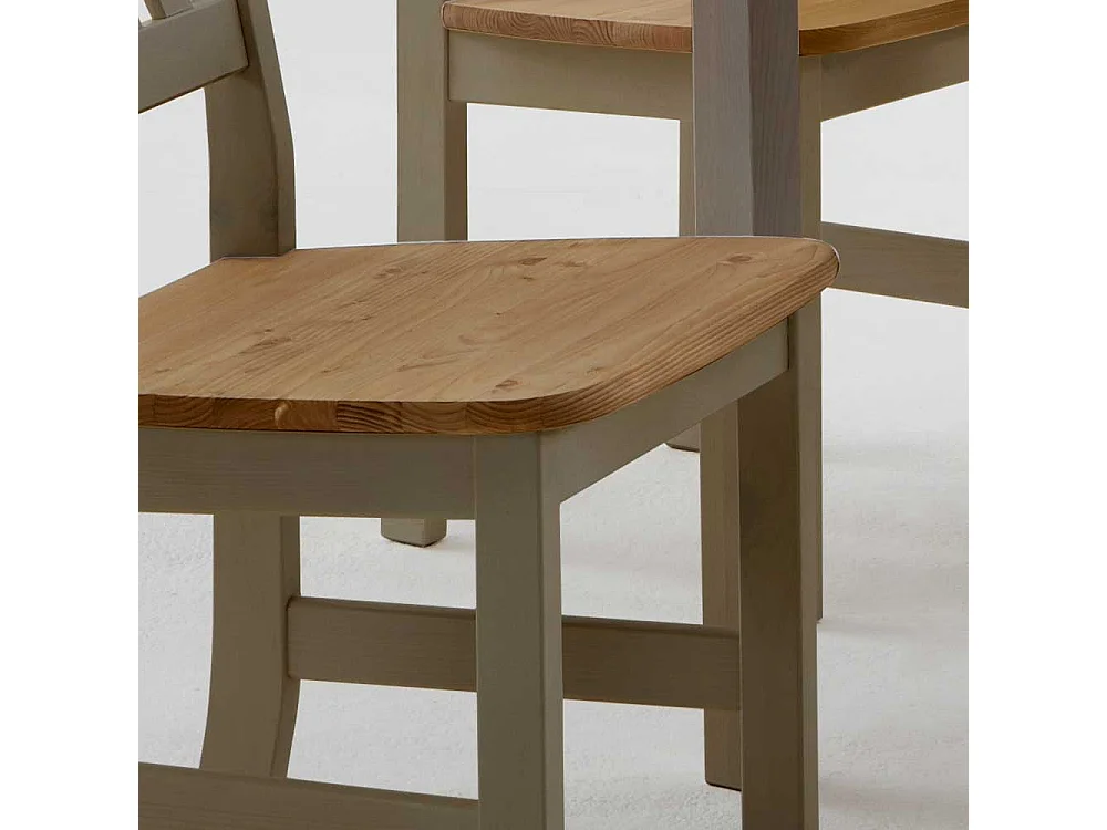 Holzstuhl in Grau Kiefer massiv Landhaus (2er Set)