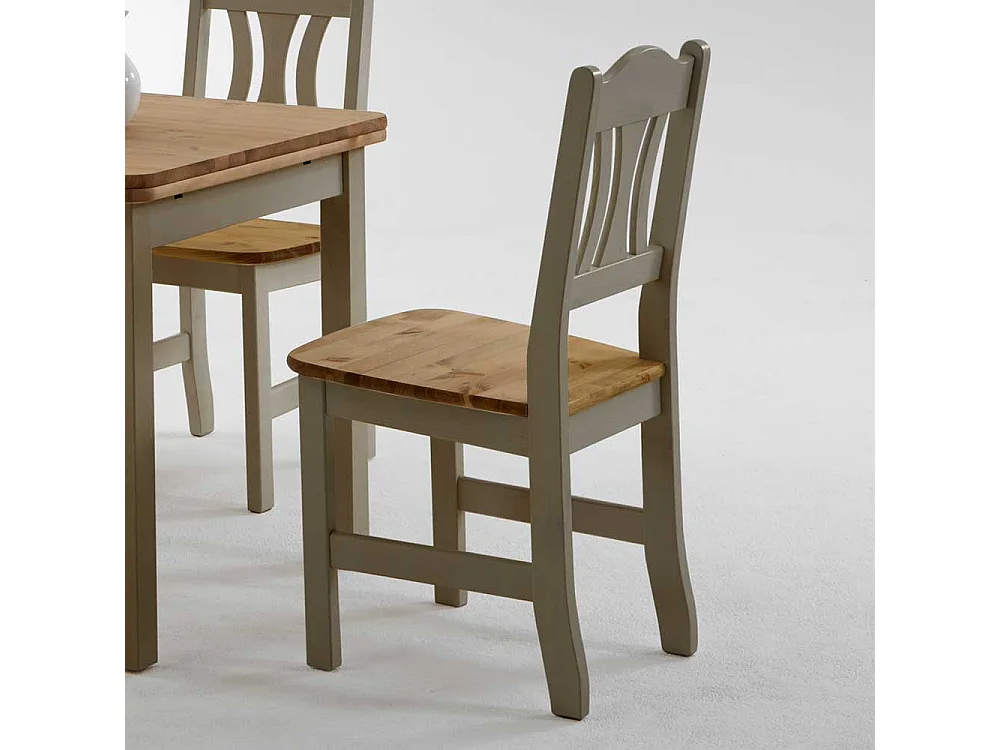 Holzstuhl in Grau Kiefer massiv Landhaus (2er Set)