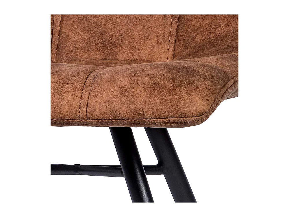 Moderner Esszimmerstuhl in Cognac Braun und Schwarz gepolstert