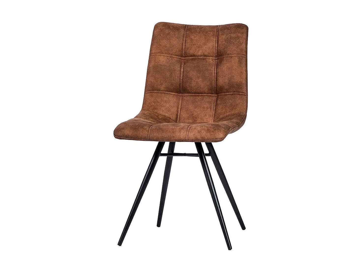 Moderner Esszimmerstuhl in Cognac Braun und Schwarz gepolstert