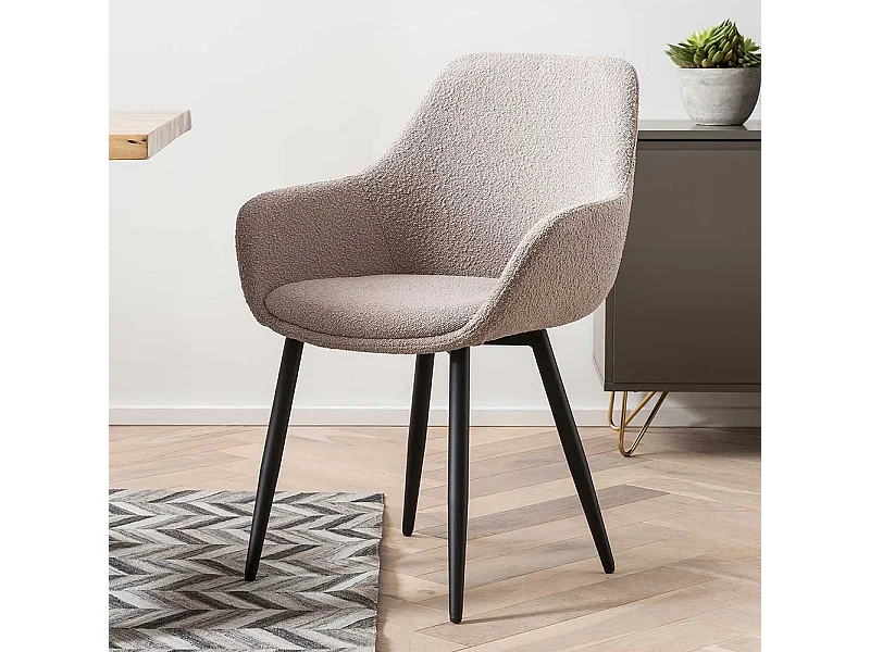 Esstisch Stühle mit Armlehnen in Taupe 86 cm hoch (2er Set)