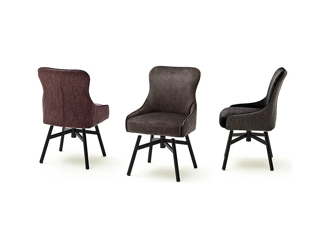 Esstisch St�hle in Anthrazit Stoff drehbar (2er Set)