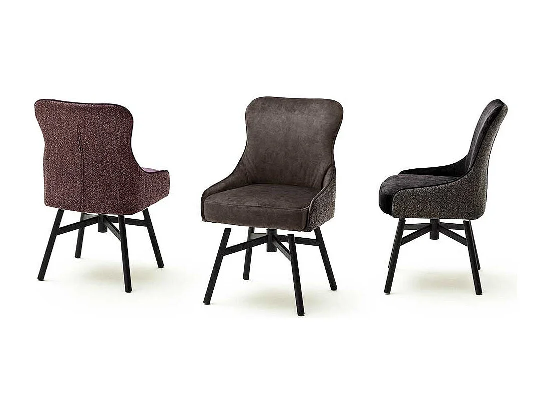 Esstisch St�hle in Anthrazit Stoff drehbar (2er Set)