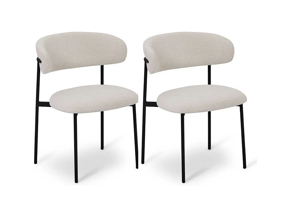 Stuhl Esszimmer Esszimmerstuhl aus Boucle Stoff mit Gestell aus Metall (2er Set)