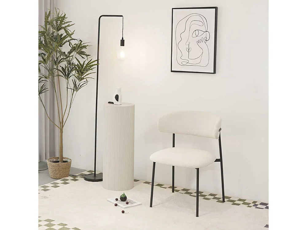 Stuhl Esszimmer Esszimmerstuhl aus Boucle Stoff mit Gestell aus Metall (2er Set)