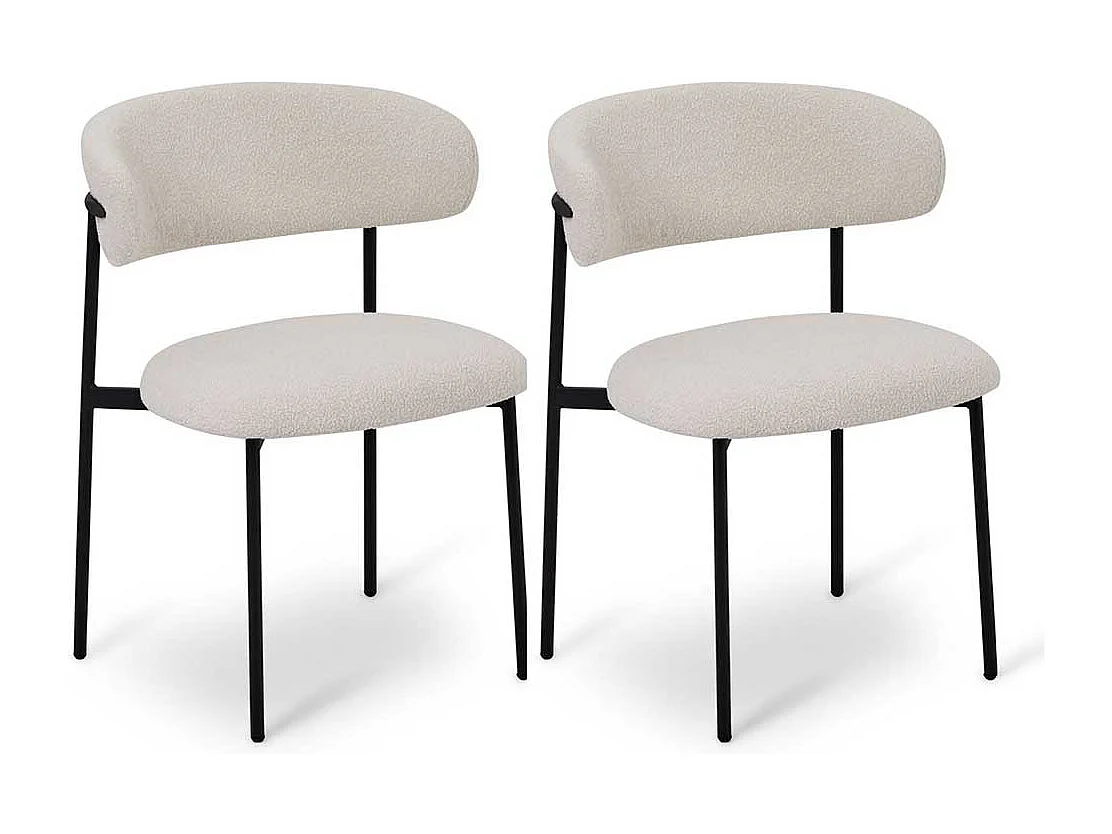 Stuhl Esszimmer Esszimmerstuhl aus Boucle Stoff mit Gestell aus Metall (2er Set)