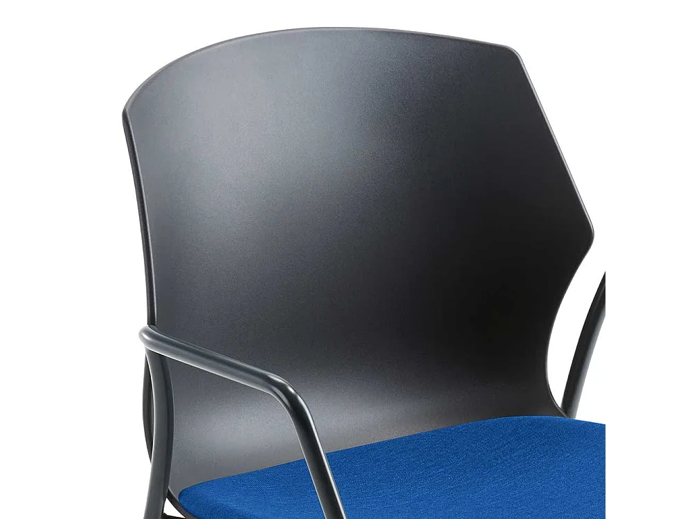 Küchenstuhl in Anthrazit und Blau Metallgestell in Schwarz