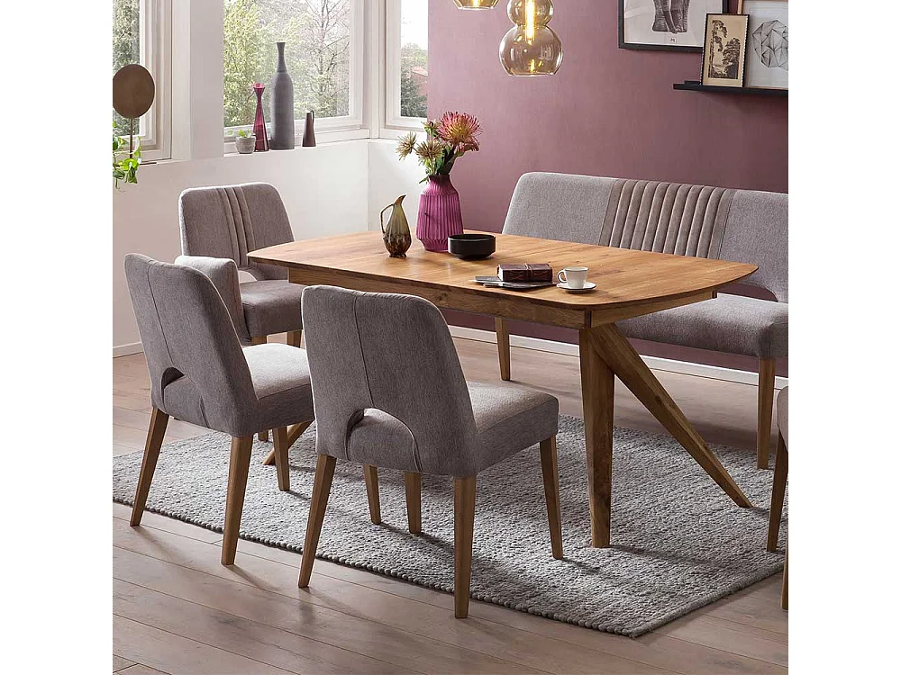 Esstisch Stuhl 53 cm breit Bezug aus Webstoff und Velours