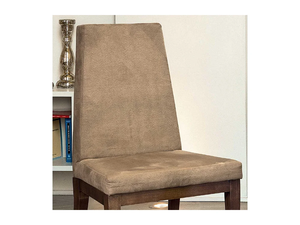 Esstischstuhl in Hellbraun Microfaser vier Holzbeinen in Nussbaumfarben