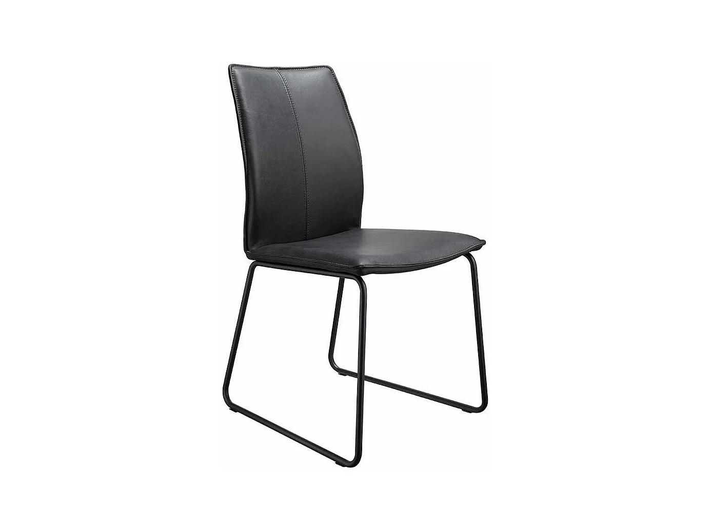 Leder Esszimmerstuhl in Schwarz Metallbügeln (2er Set)