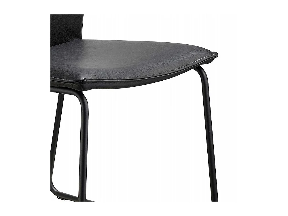 Leder Esszimmerstuhl in Schwarz Metallbügeln (2er Set)