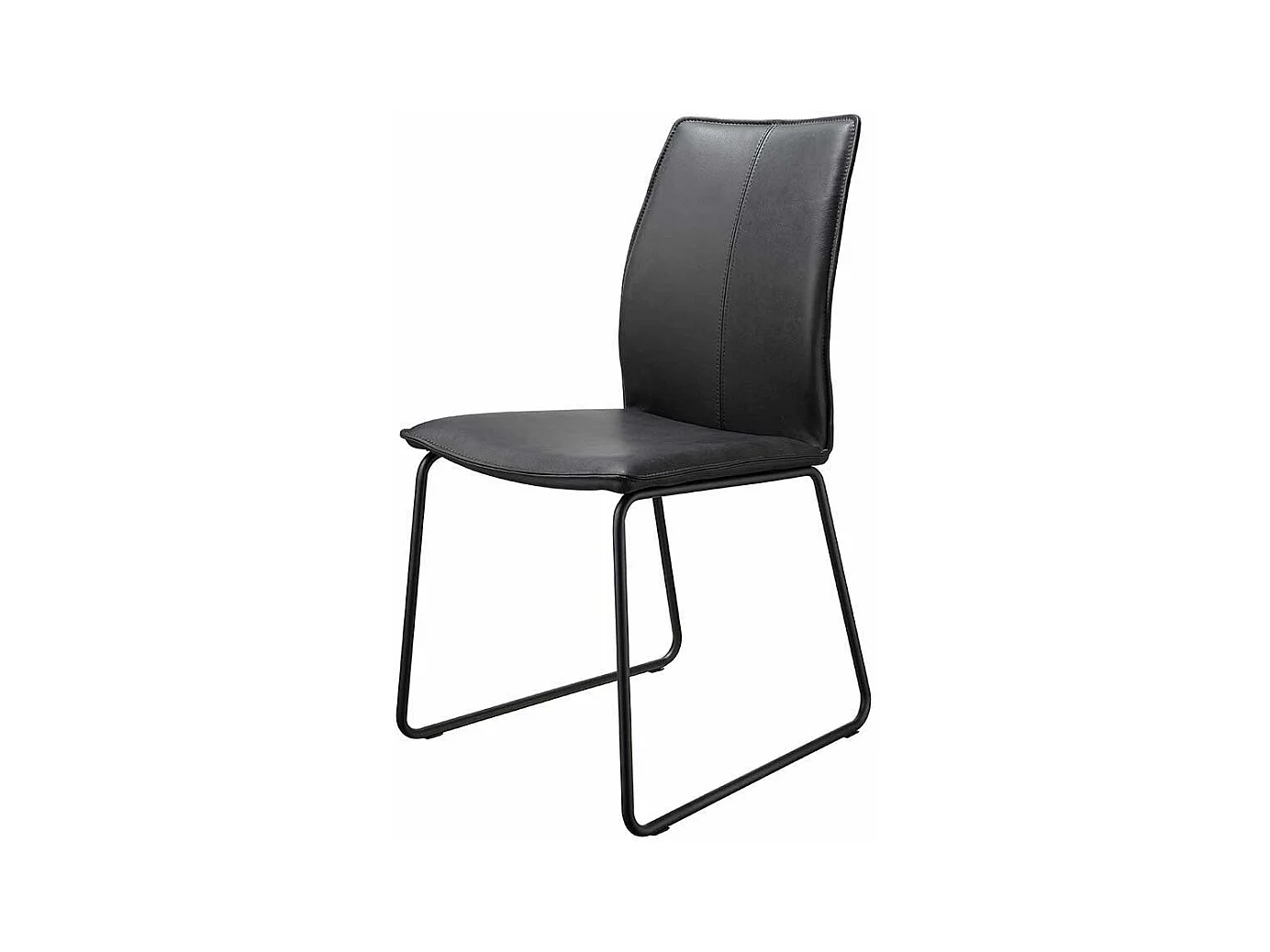 Leder Esszimmerstuhl in Schwarz Metallbügeln (2er Set)