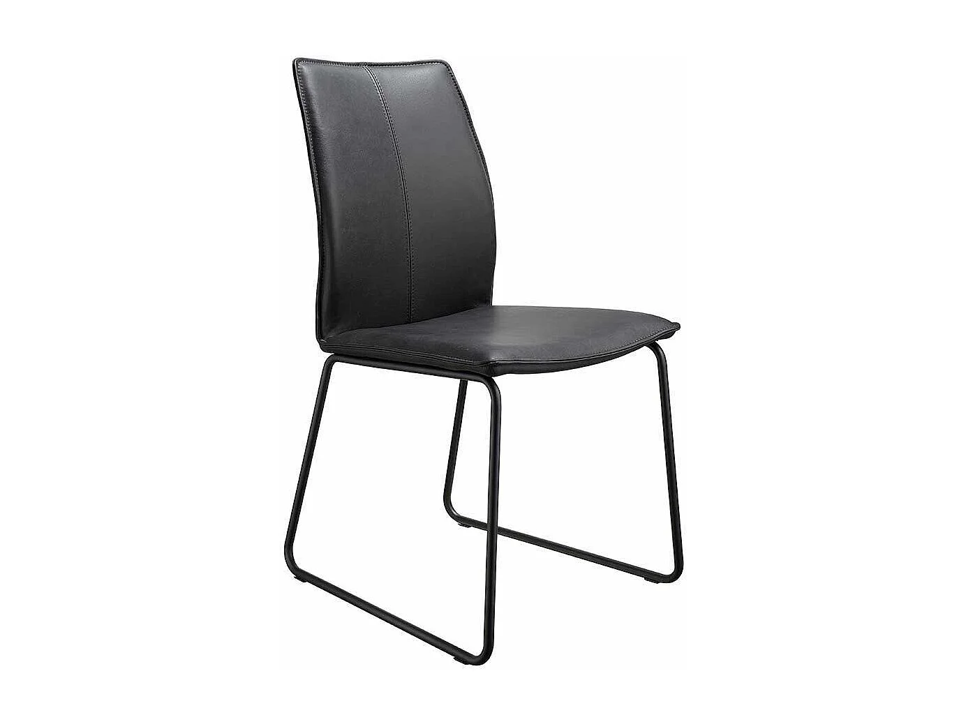 Leder Esszimmerstuhl in Schwarz Metallbügeln (2er Set)