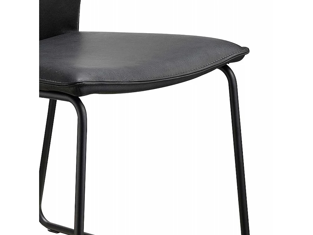 Leder Esszimmerstuhl in Schwarz Metallbügeln (2er Set)