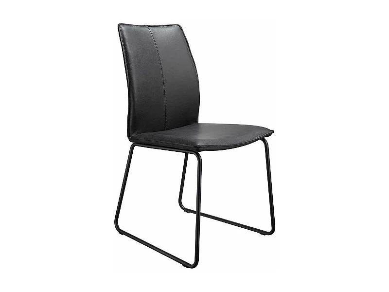 Leder Esszimmerstuhl in Schwarz Metallbügeln (2er Set)