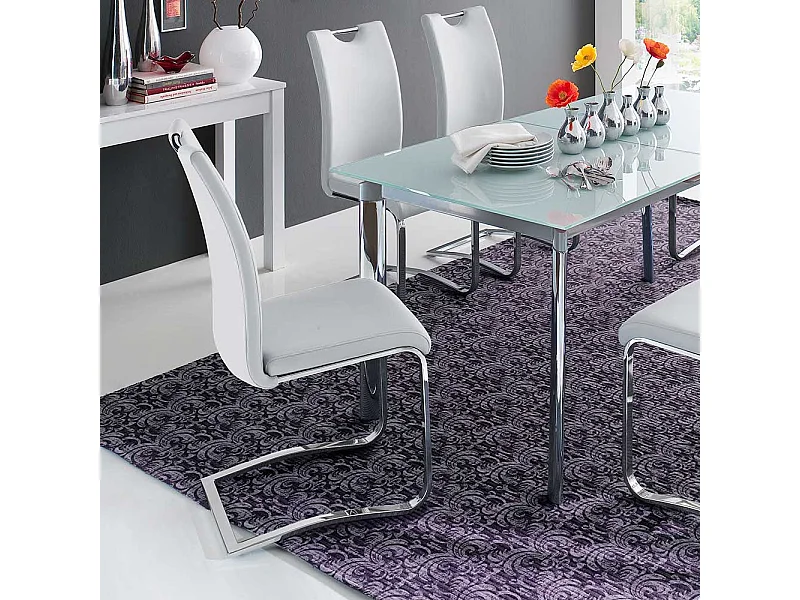 Schwingstuhl in Wei� mit Griff (4er Set)