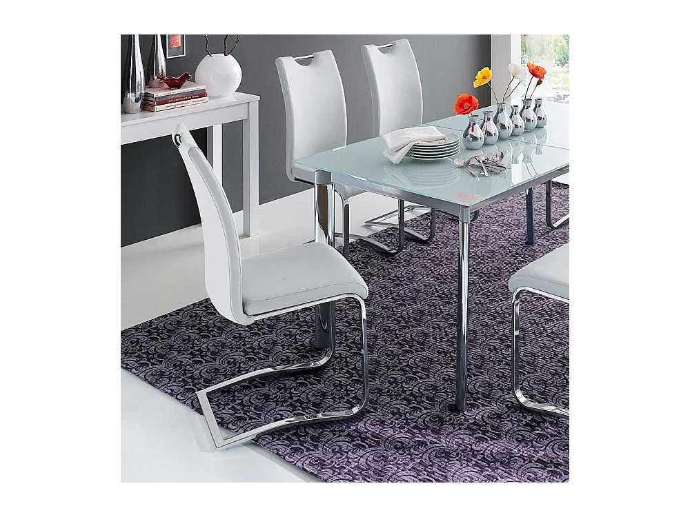 Schwingstuhl in Wei� mit Griff (4er Set)