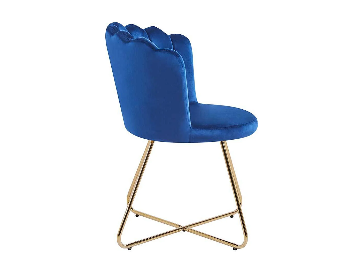 Samt Muschelstuhl Dunkelblau und Goldfarben Gestell aus Metall (2er Set)