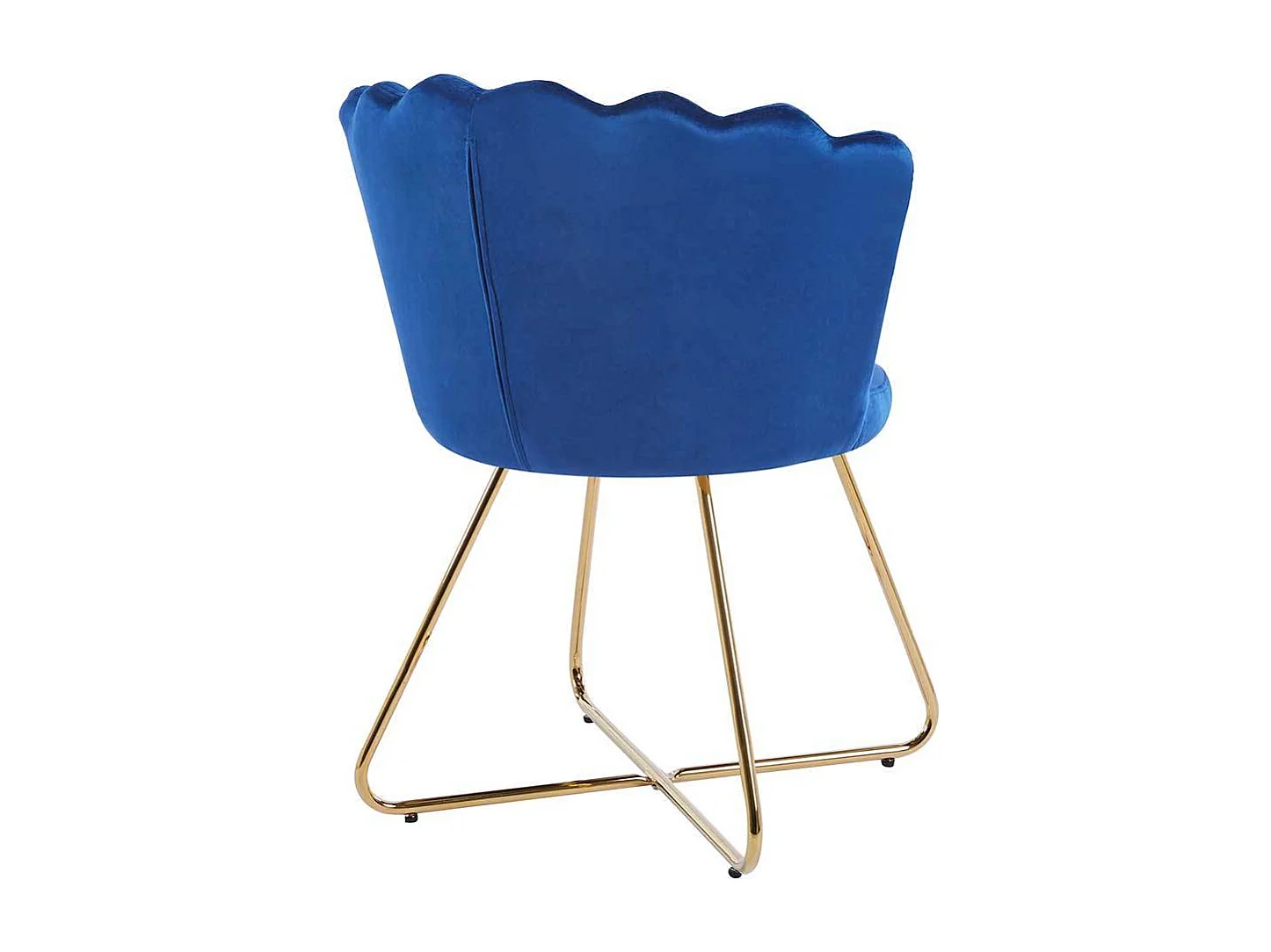 Samt Muschelstuhl Dunkelblau und Goldfarben Gestell aus Metall (2er Set)