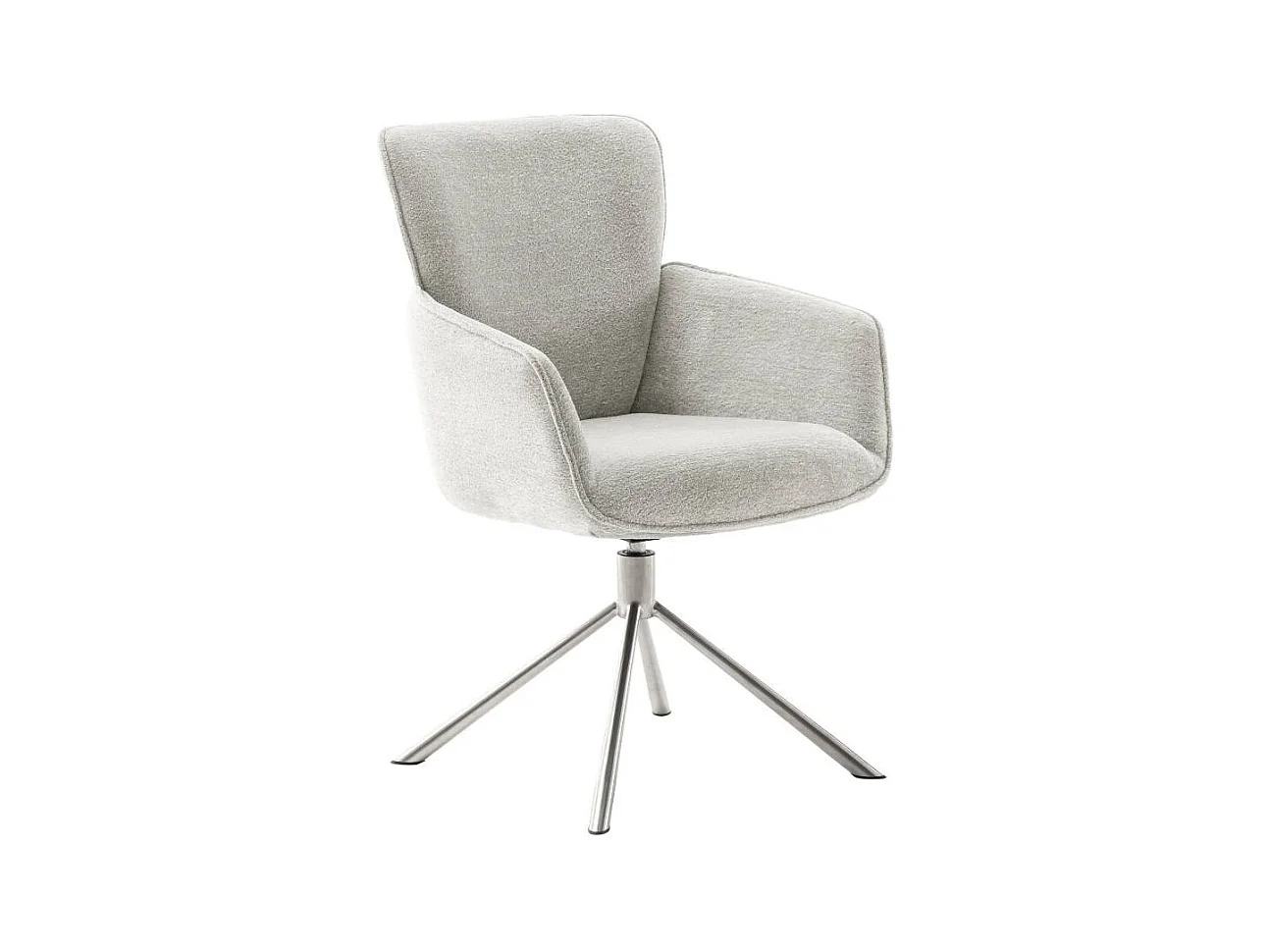 Polsterstuhl Esszimmerstuhl in Hellgrau und Edelstahlfarben (2er Set)