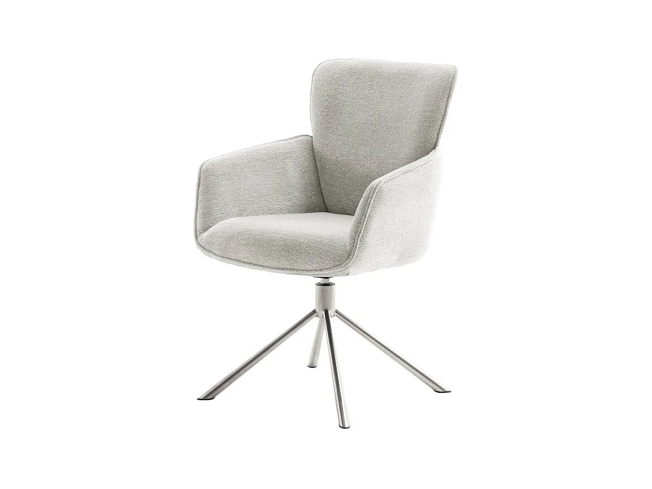 Polsterstuhl Esszimmerstuhl in Hellgrau und Edelstahlfarben (2er Set)