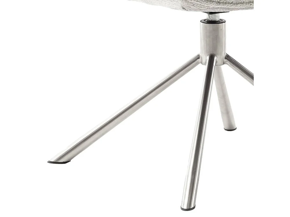 Polsterstuhl Esszimmerstuhl in Hellgrau und Edelstahlfarben (2er Set)