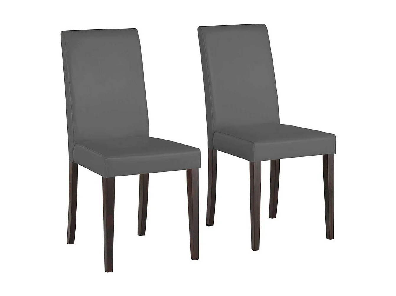 Hochlehner in Grau Kunstleder Massivholzgestell in Wengefarben (2er Set)