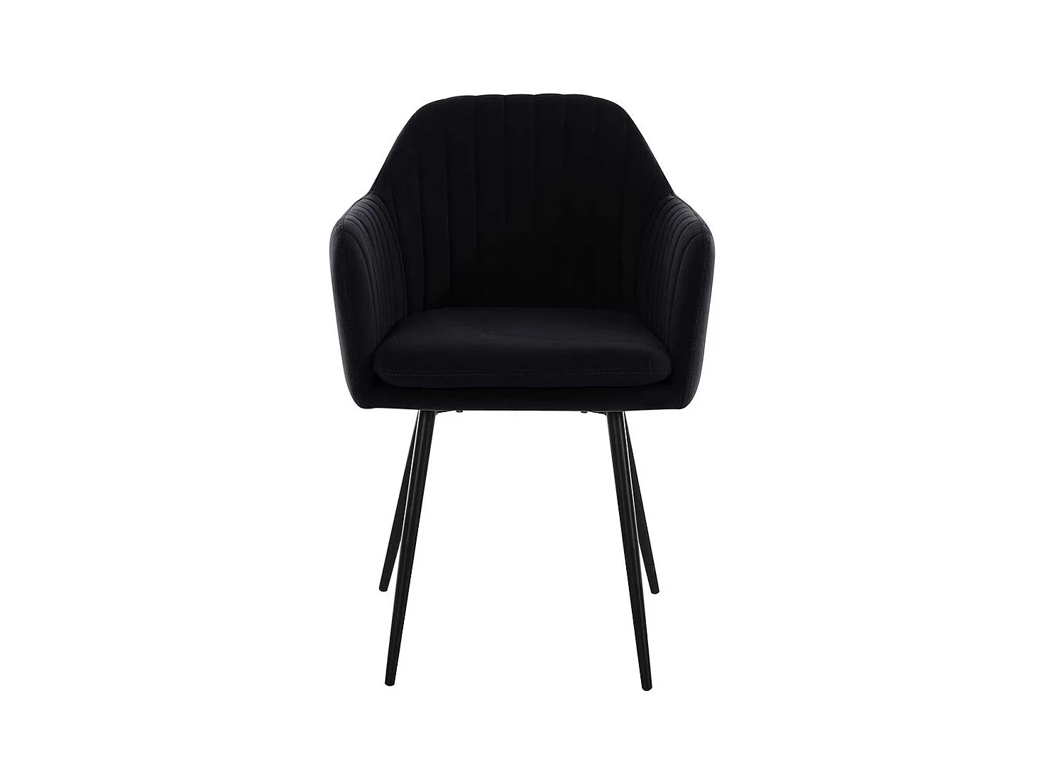 Polsterstuhl Esszimmer schwarz aus Samtvelours und Metall Armlehnen (2er Set)