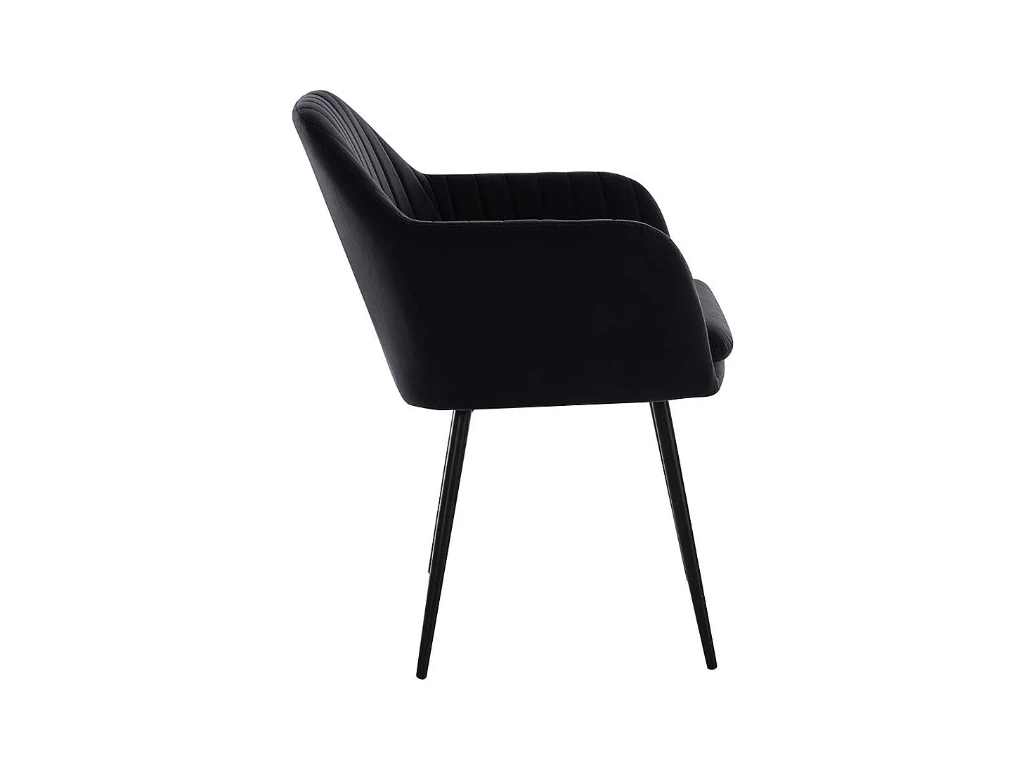Polsterstuhl Esszimmer schwarz aus Samtvelours und Metall Armlehnen (2er Set)