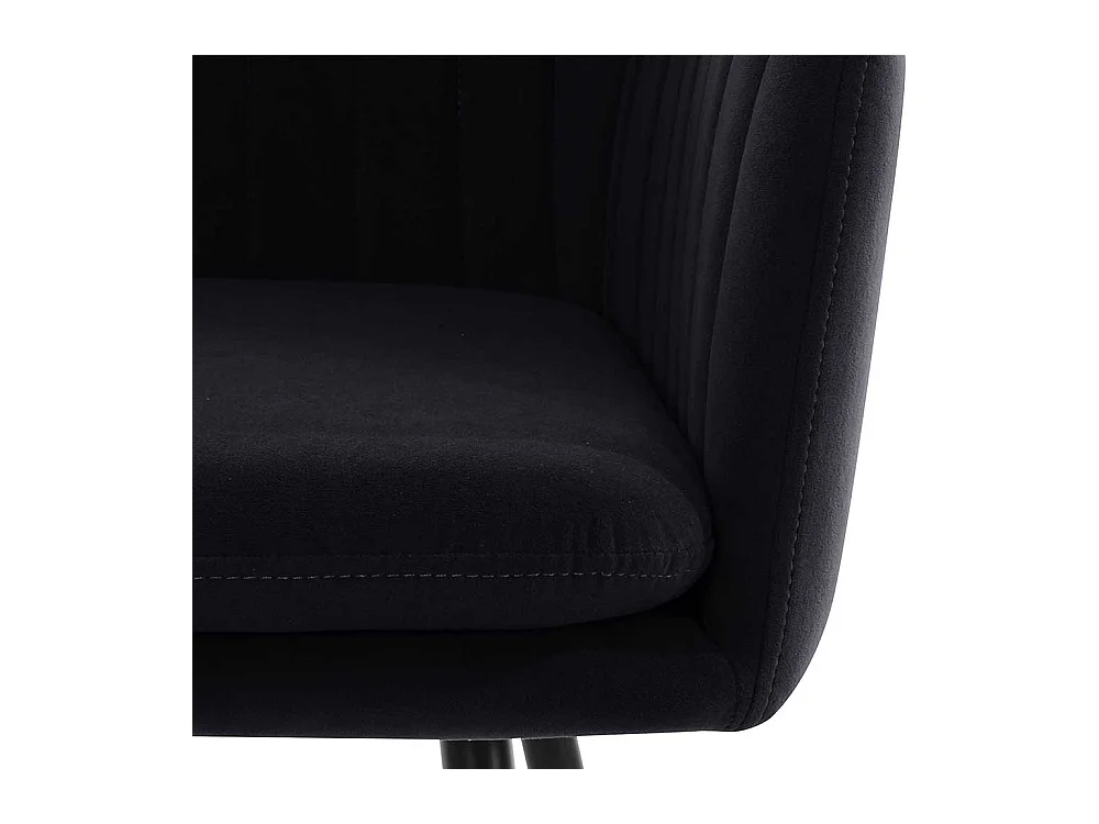 Polsterstuhl Esszimmer schwarz aus Samtvelours und Metall Armlehnen (2er Set)