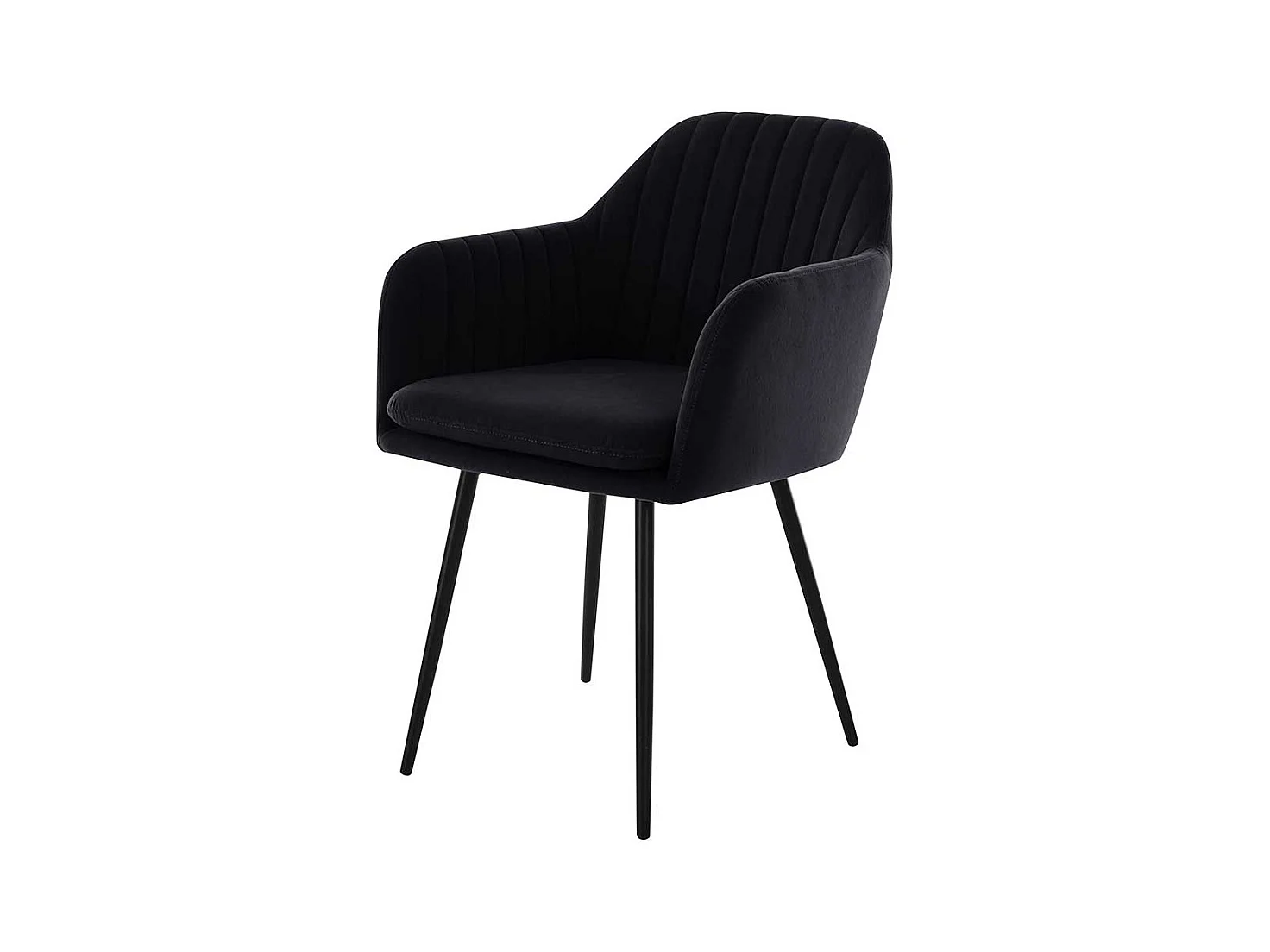 Polsterstuhl Esszimmer schwarz aus Samtvelours und Metall Armlehnen (2er Set)