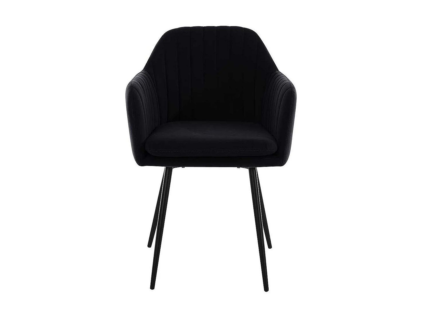 Polsterstuhl Esszimmer schwarz aus Samtvelours und Metall Armlehnen (2er Set)