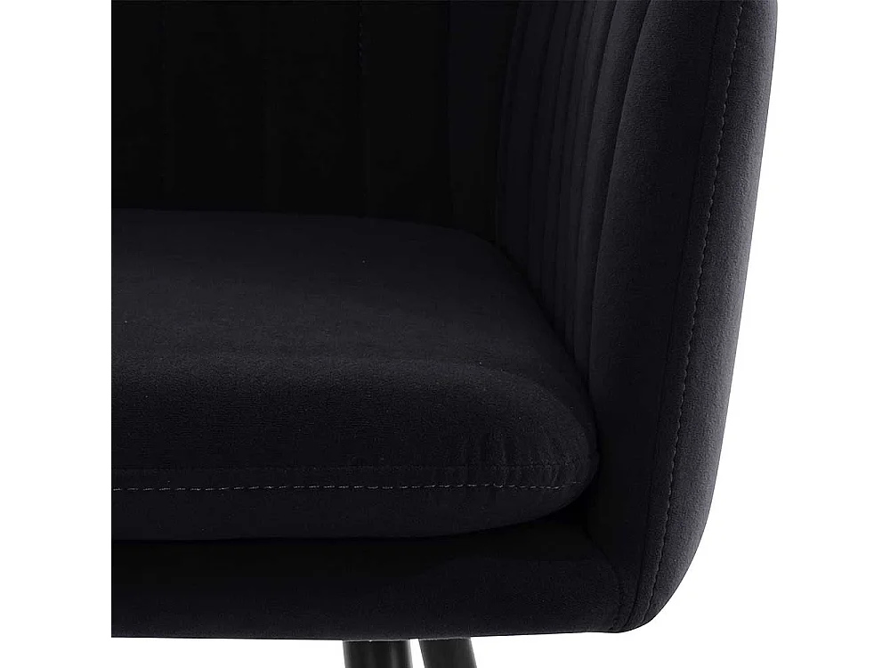 Polsterstuhl Esszimmer schwarz aus Samtvelours und Metall Armlehnen (2er Set)
