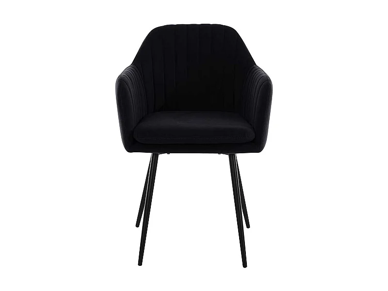 Polsterstuhl Esszimmer schwarz aus Samtvelours und Metall Armlehnen (2er Set)