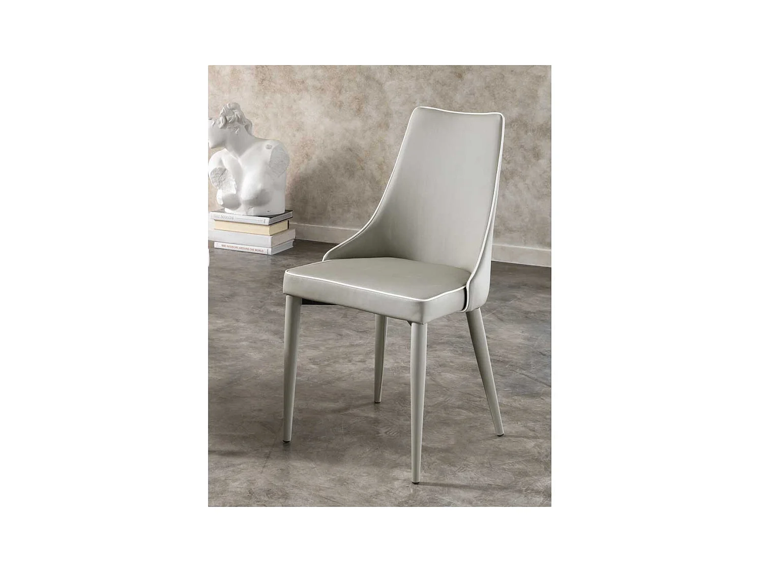 Polsterstuhl in Grau Kunstlederbezug (2er Set)