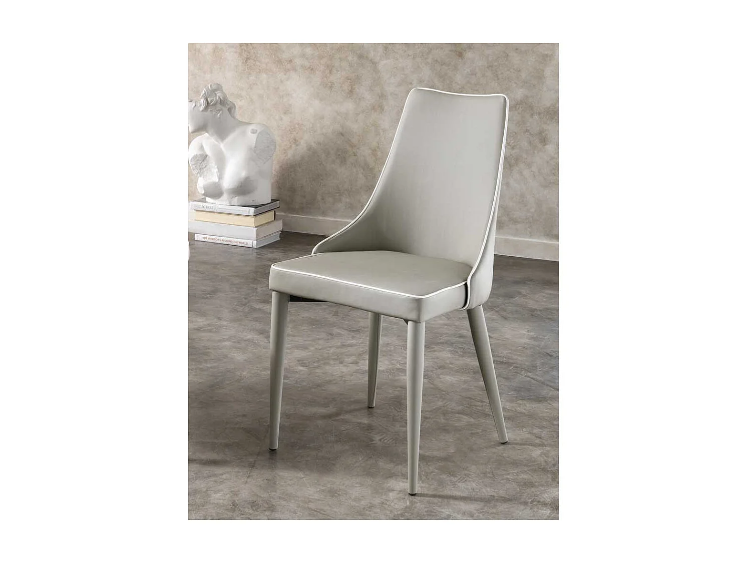 Polsterstuhl in Grau Kunstlederbezug (2er Set)