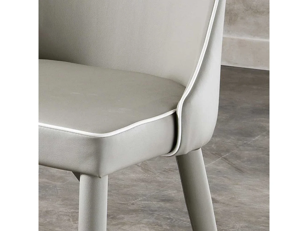 Polsterstuhl in Grau Kunstlederbezug (2er Set)